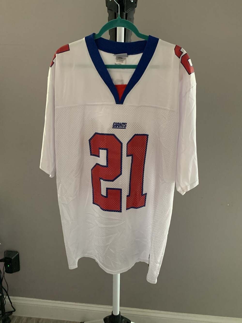 Vintage Reebok New York Giants #21 Tiki Barber White Replica Football Jersey